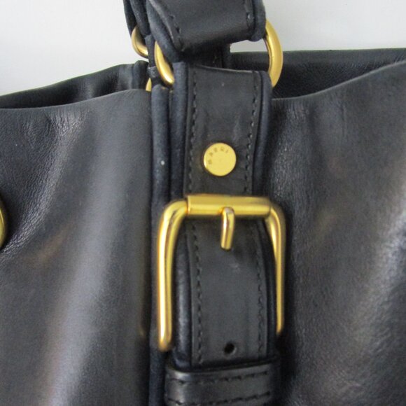Italian Leather X Large Satchel Tote Bag Black Gold - Picture 8 of 13